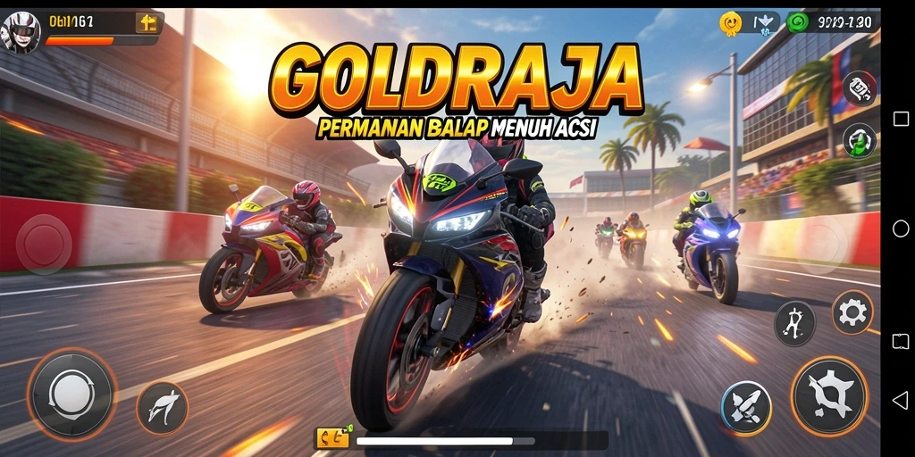 Screenshot menampilkan aksi balapan motor di lintasan menantang.