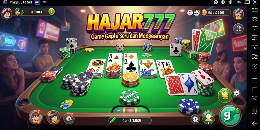 Tampilan gameplay seru di HAJAR777 saat bermain Gaple dengan teman.