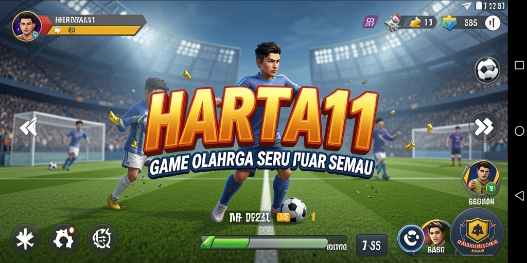 Tampilan gameplay HARTA11 yang seru dan menegangkan dalam arena olahraga.