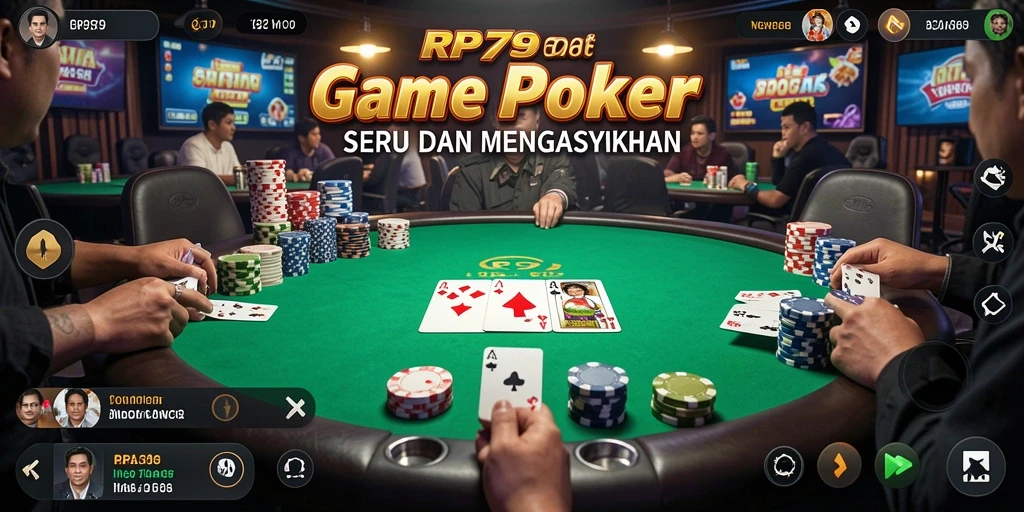 Screenshot utama RP79 menampilkan gameplay Poker yang seru.