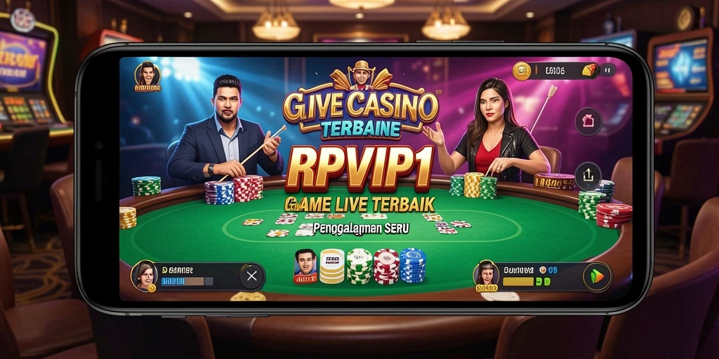 Screenshot RPVIP1 menampilkan dealer cantik dan suasana kasino langsung yang menawan.