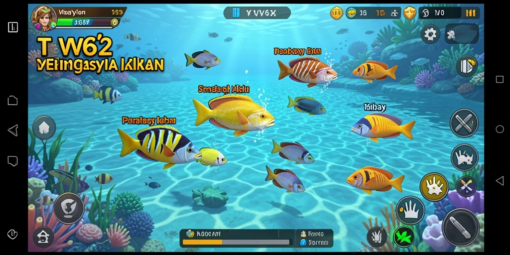 Screenshot gameplay VV62 menampilkan aksi tembak ikan yang seru.