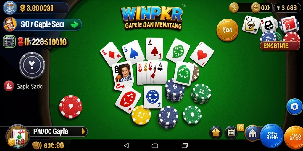 Tampilan seru dari gameplay Gaple di WINPKR.